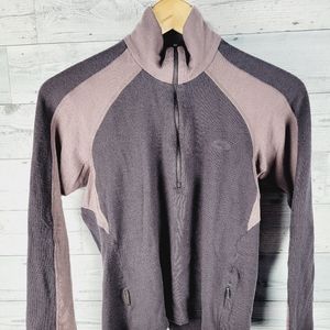 Icebreaker Sport Pure Merino womens 1/2 zip thumbholes size M medium plum base